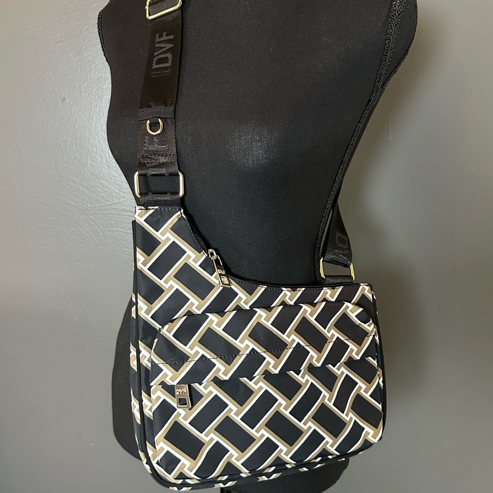 Diane Von Furstenberg Black and Gold Geometric Bag
